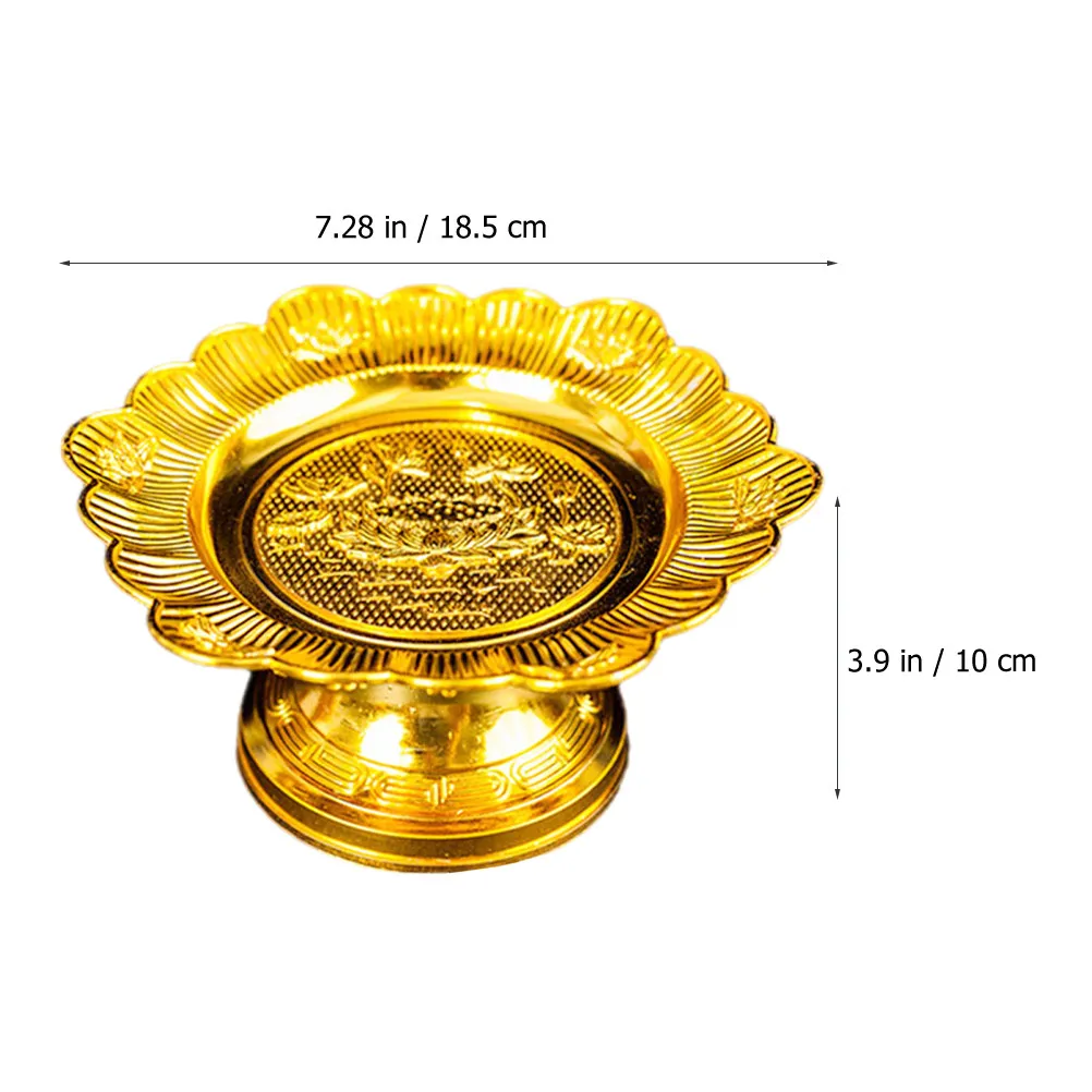 Lotus Style Offering Plate Temple Fruit Tray Plastic Buddhist Tribute Dish Vintage Creative Design Smooth Surface Easy Wash