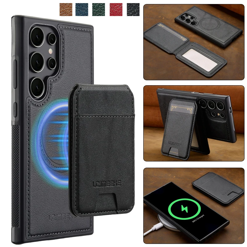 

2 In 1 Luxury Leather Wallet Phone Case for Samsung Galaxy S26 Ultra S25 Edge S23 Plus S24 S22 S21 S20 FE Card Slots Cover Coque