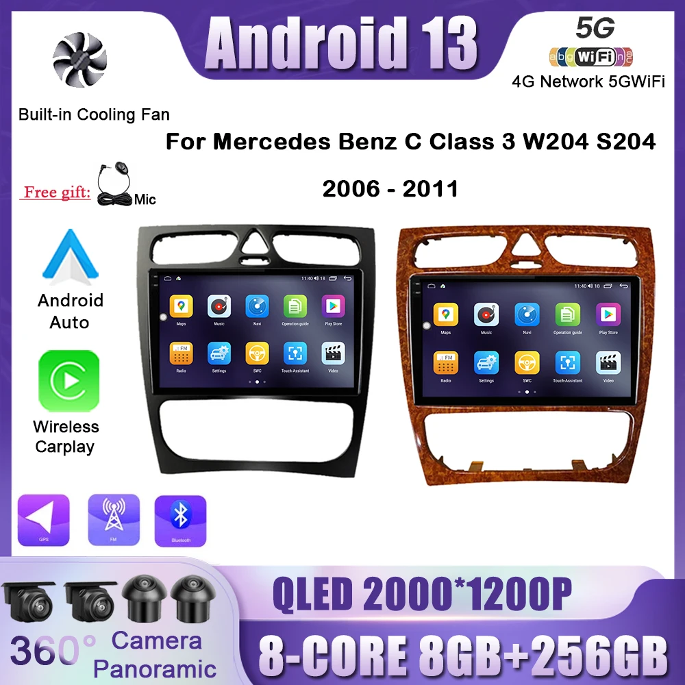 

9inch Screen For Mercedes Benz C Class W203 C200 C320 C350 CLK W209 2002 - 2005 Android13 Multimedia GPS Car Navigatio Radio DSP