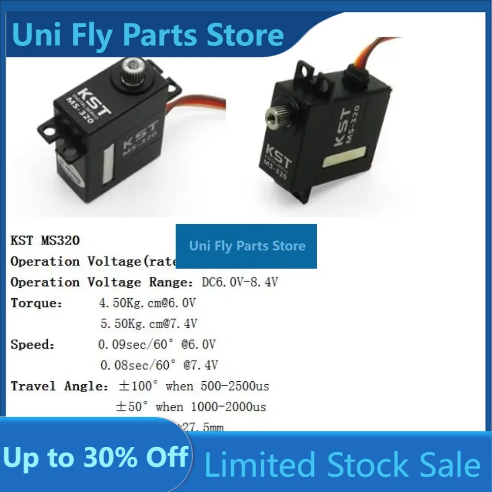 UniFlyOriginal KST MS320 Contactless Position Sensor Hardened Steel Gear Digital CCPM Servo For Goblin 380 450 RC Helicopter & R