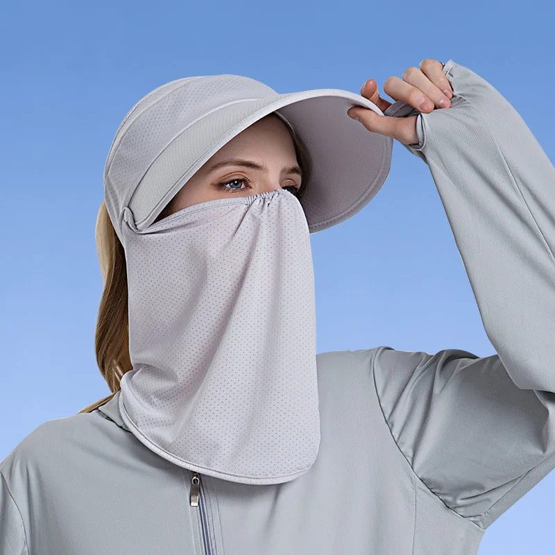 Ponytail Sun Hat With Ice Silk Cooling Effect For Women Summer Cycling Face Mask Outdoor Sun Protection Hat