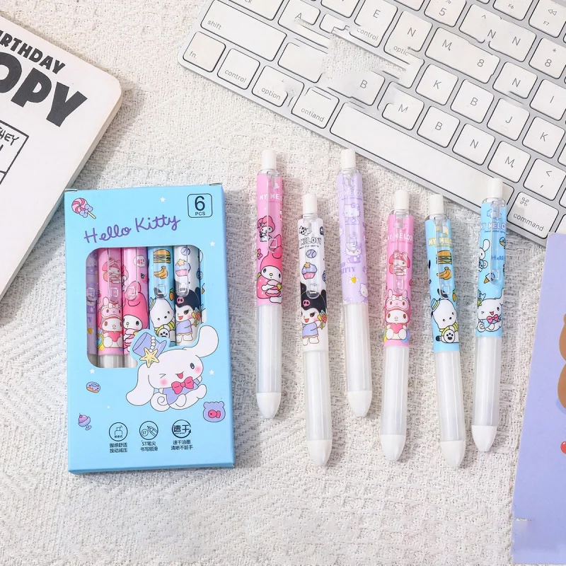 

48 шт./лот Sanrio Kuromi Melody Cinnamoroll Kitty гелевая ручка милая Pochacco 0,5 мм черный чернильный пресс ручки для подписи школьные принадлежности