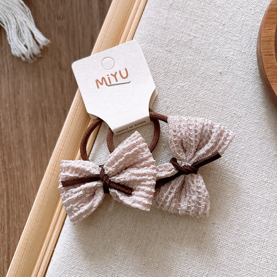 

Beige Scrunchies Cotton Bow Hair Elastics Sweet Floral Dots For Girls Everyday Wear