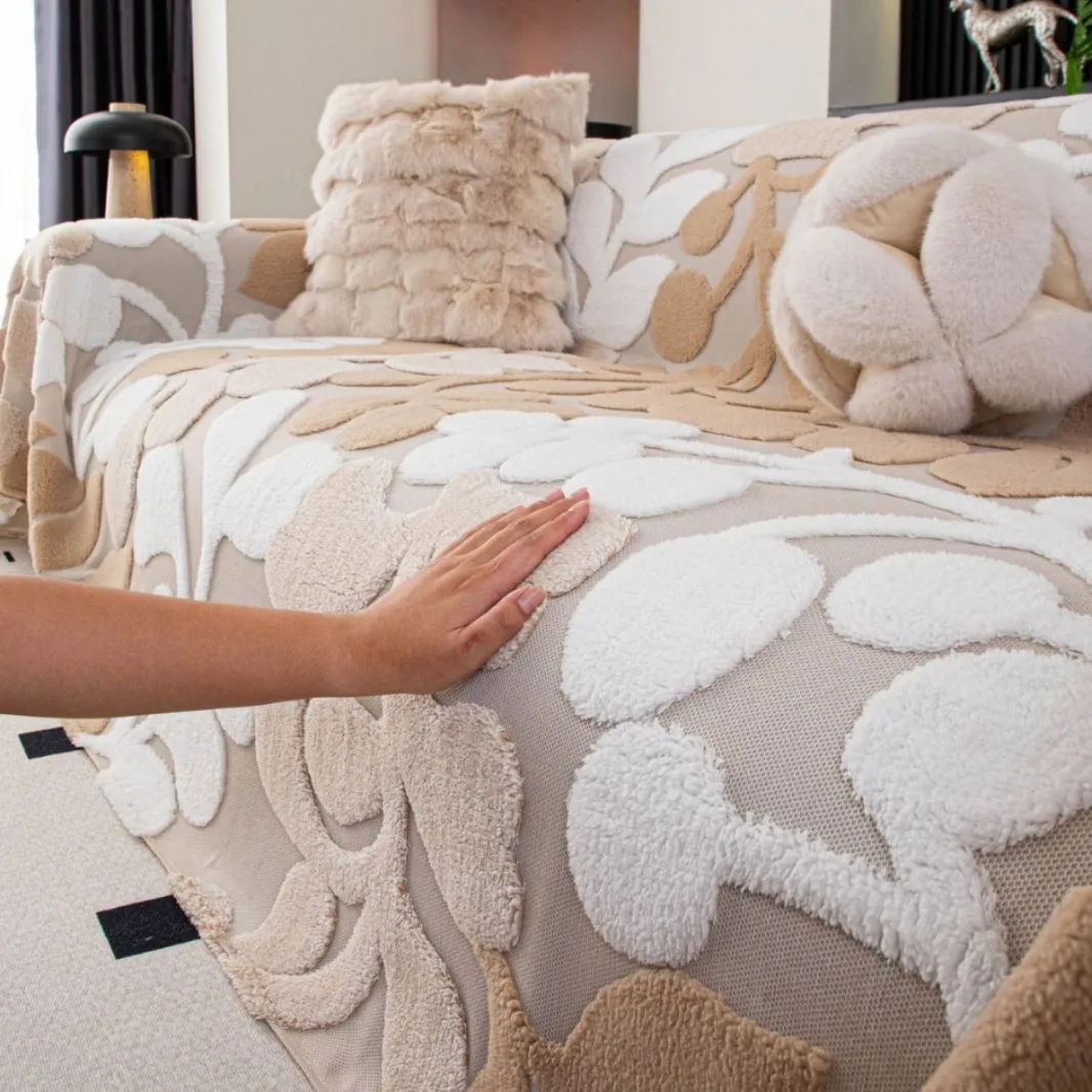 Luxury Winter Warm Thick Rabbit Plush Sofa Towel Soft Short Plush Sofa Cover 3 Seater Couch Cover Furniture Protector Cover