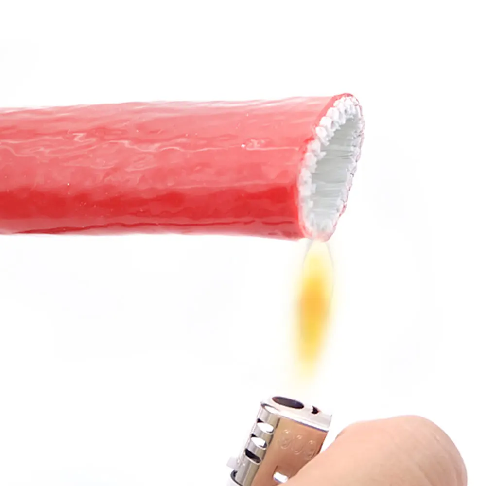 High Temperature Resistant Fiberglass Tube Silicone Resin Coated Glass Fiber Braided Fireproof Sleeve Fire Retardant Casing Pipe