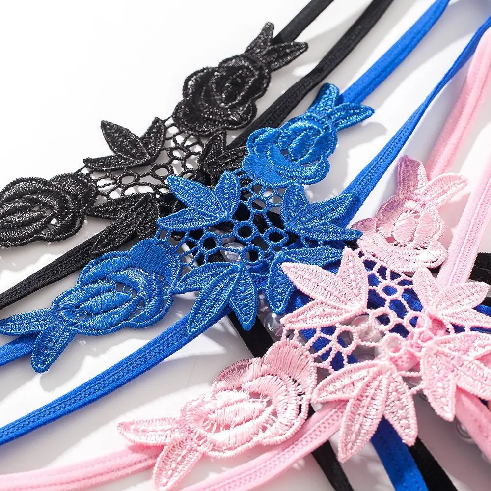 Sexy panties for women, hollow embroidery, sexy thong, pearl massage, open crotch, Panties Ladies Thong