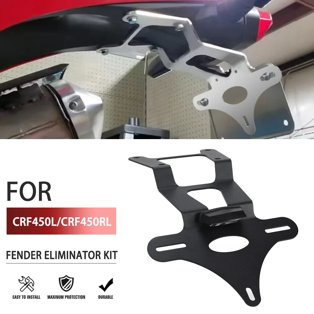 

2019-2025 For HONDA CRF450L CRF450RL CRF 450L 450RL License Plate Holder Motorcycle Tail Tidy Fender Eliminator Bracket With LED