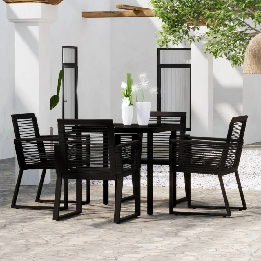 

5 Piece Patio Dining Set Black