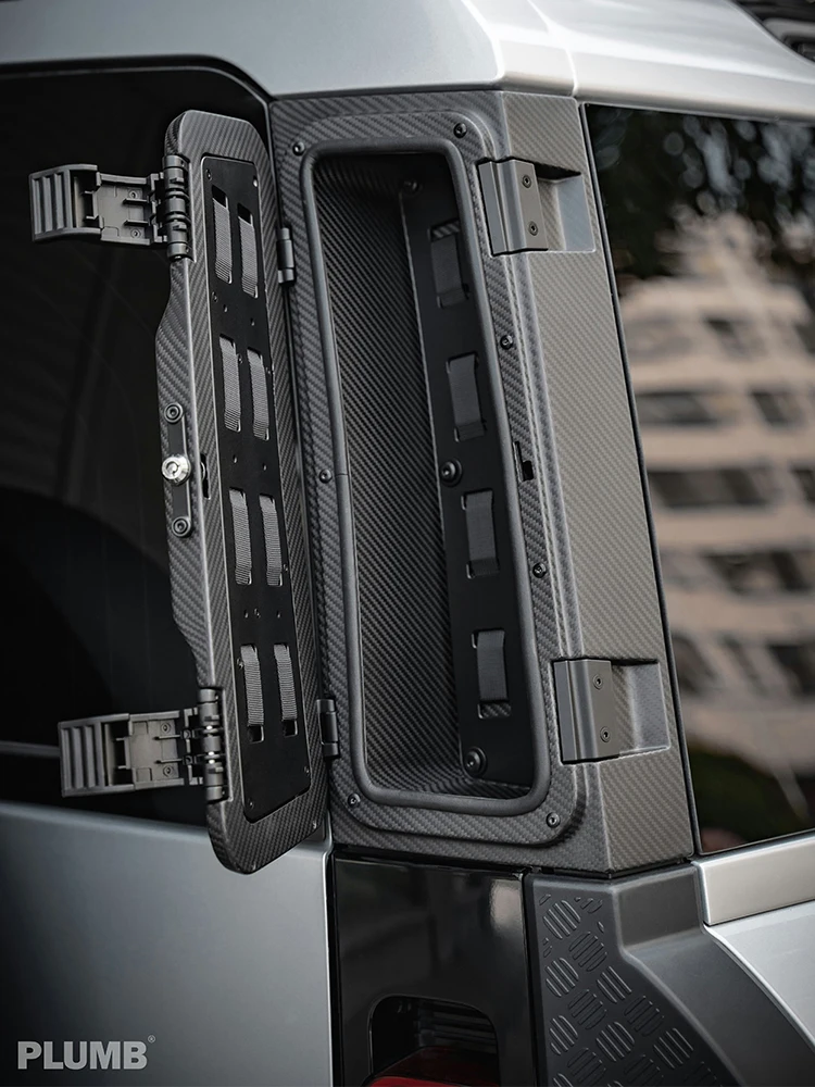 Authentic PLUMB FOR Defender 90/110 2020+L663 Outdoor Off road Storage Box, Tailgate D-Pillar Side Expansion Box Carbon Fiber