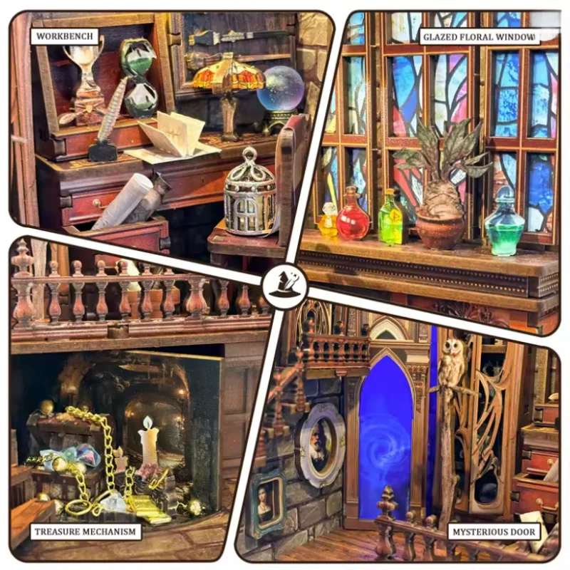 OUZEY Casa in miniatura per officina incantata fai-da-te - Puzzle 3D in legno mistico e kit artigianale per adolescenti creativi