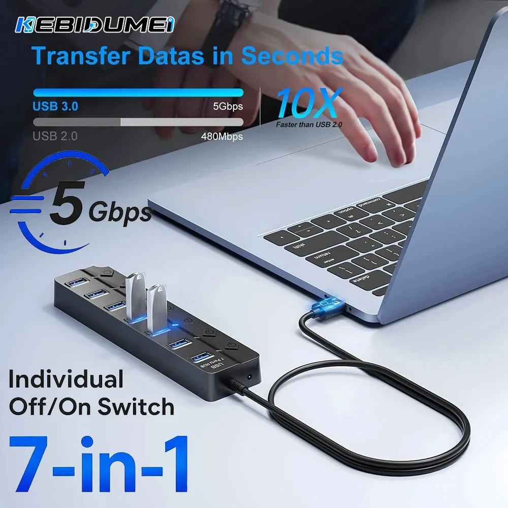 kebidumei-usb-30-хаб-с-индивидуальными-переключателями-включения-выключения-7-портовый-мульти-usb-сплиттер-usb-хаб-с-пропускной-способностью-5-Гбит-с-usb-расширитель-док-станция