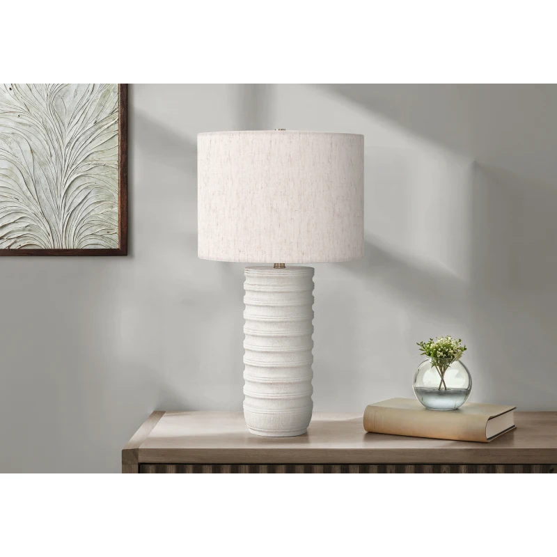 Ambiance Assembled dimensions Attached Base Brighten Lamp Lighting Room Shade Table Lighting, 28h, Table Lamp, Cream Resin, Ivor