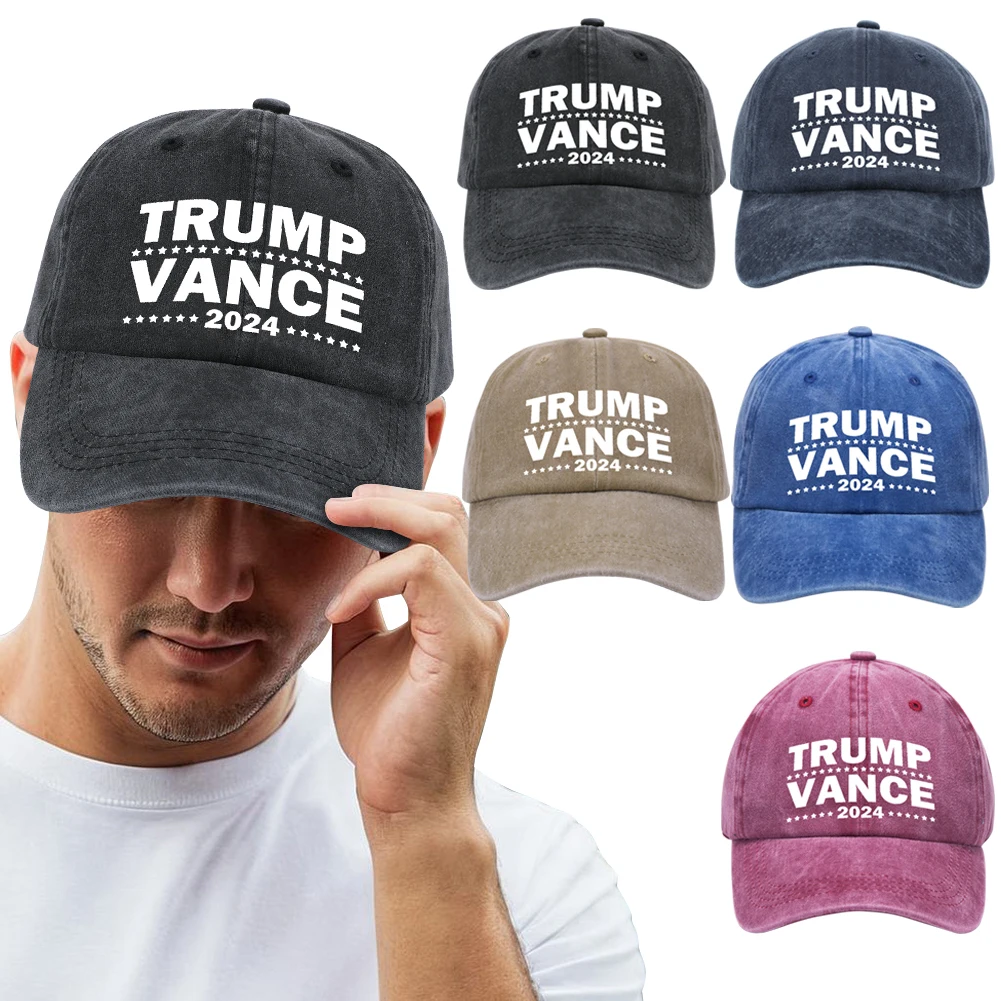 Trump Vance 2024 Hat Unisex Baseball Hat Breathable Washed Baseball Cap Adjustable Embroidered Dad Hat for Men Women