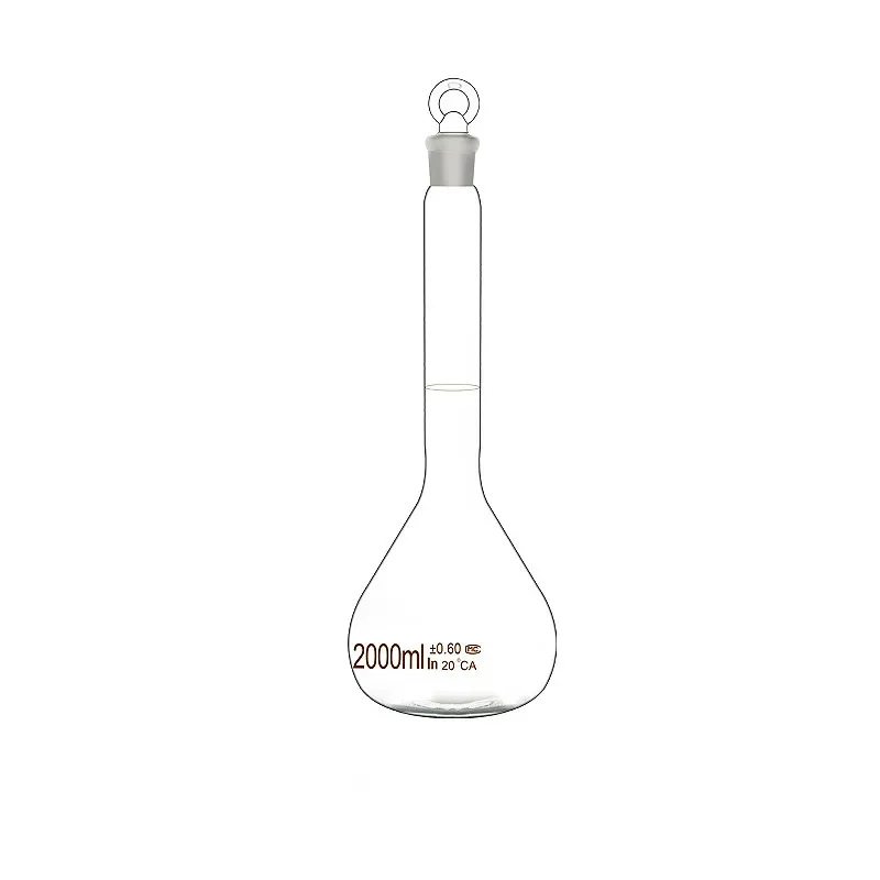 Glass Volumetric Flask Transparent Container Bottle Brown Flask With Glass Plug 2000 mL Grade A