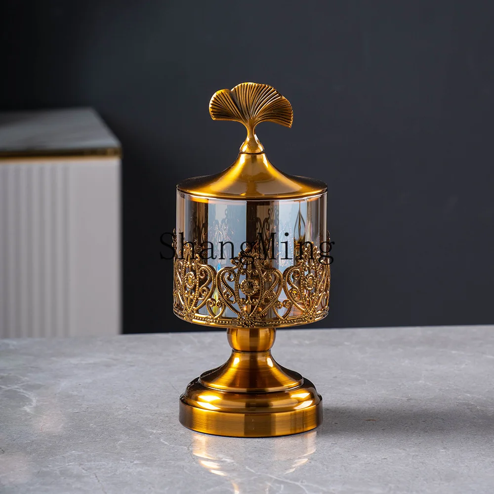 

PYH light luxury carved tall snack jar crystal glass storage tray living room coffee table home storage decorative ornament
