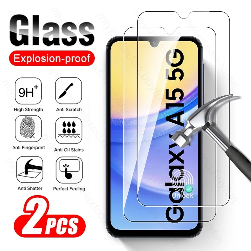 2PCS 9H Premium Tempered Glass For Samsung Galaxy A15 5G Case Protective Glass SamsungA15 Samung A 15 4G 25 35 55 5G 15A 35A 55A