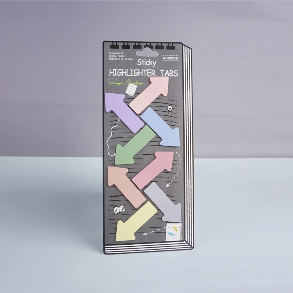 شريط لاصق شفاف ملون، شريط PET مقاوم للماء، شريط مؤشر سهم المكتب، شريط شريطي ملون