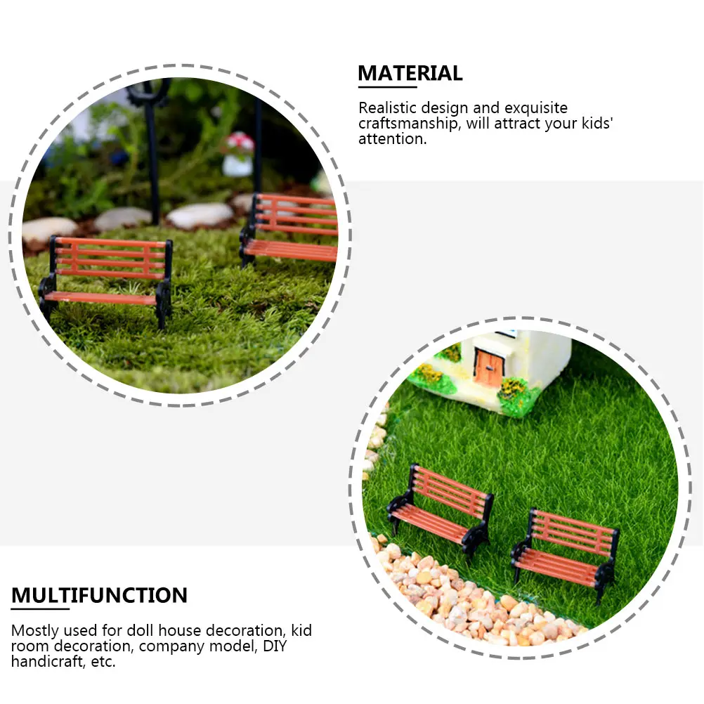 

6pcs Miniature Park Benches Micro Landscape Decorations Small Large Size House Accessories Succulents Planter Craft