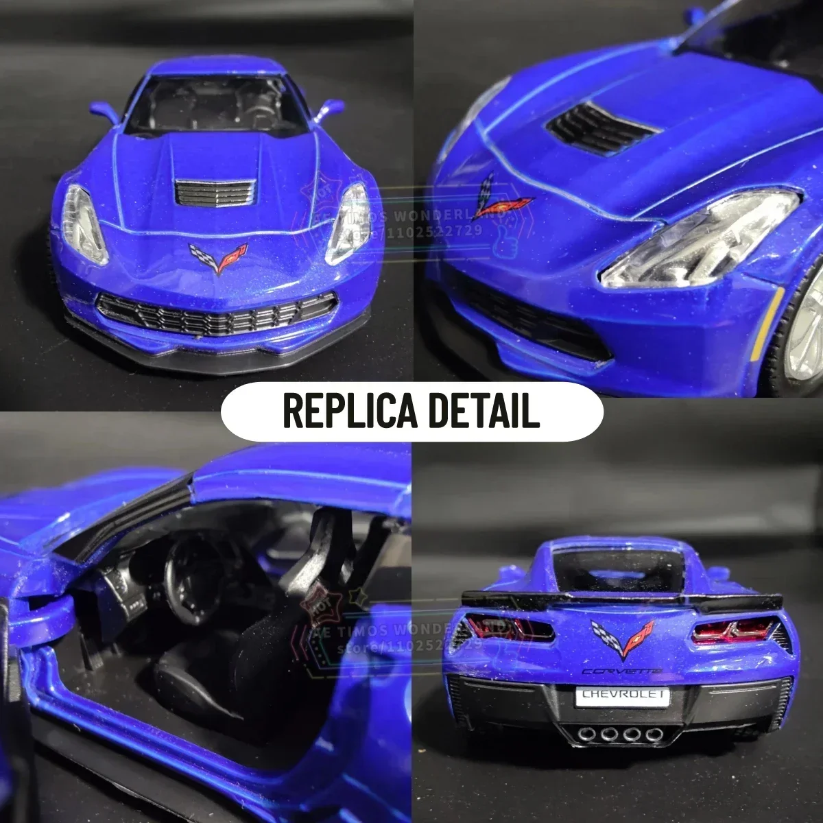 Coche de aleación Corvette C7 1:36, modelo de juguete clásico de Metal fundido a presión con función extraíble, vehículos para regalos para niños