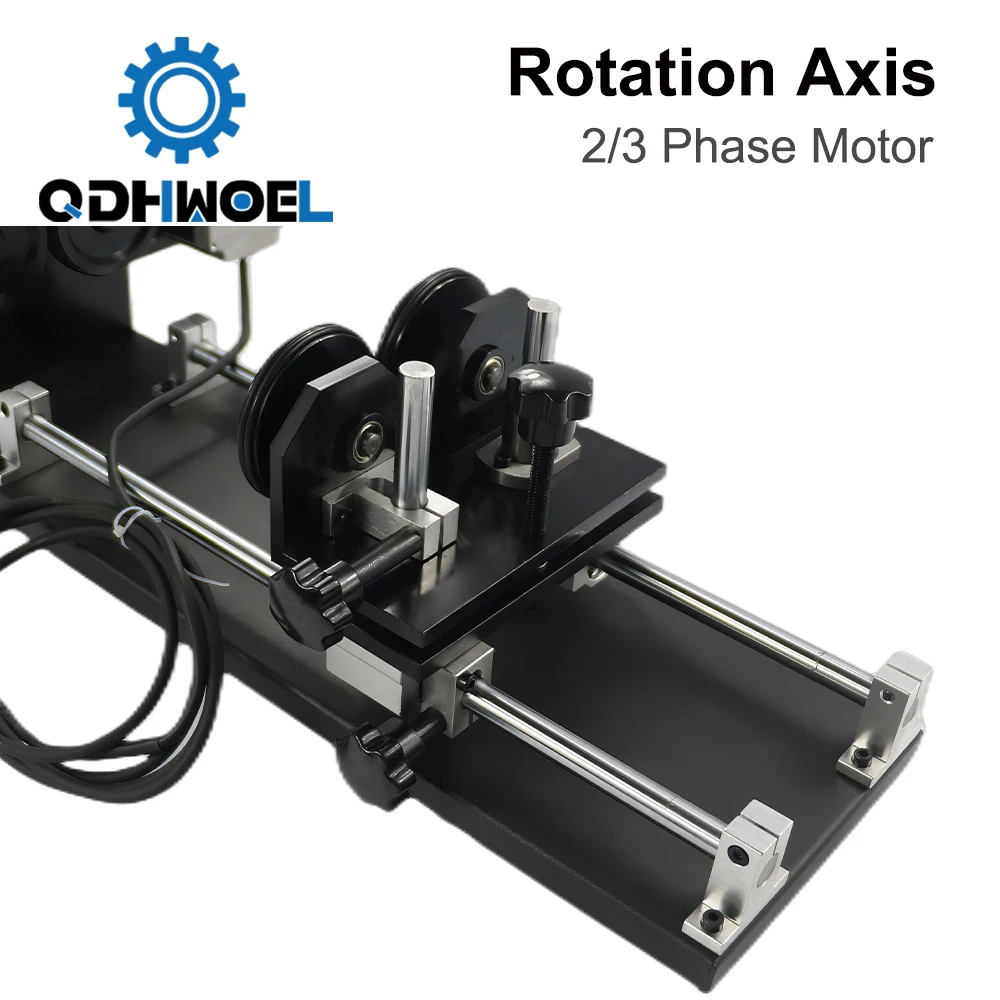 Rotary Rollers Axis Attachment with Stepper Motor Wheels for CNC Fiber Laser Marker CO2 Engraver Cylindrical Cutter