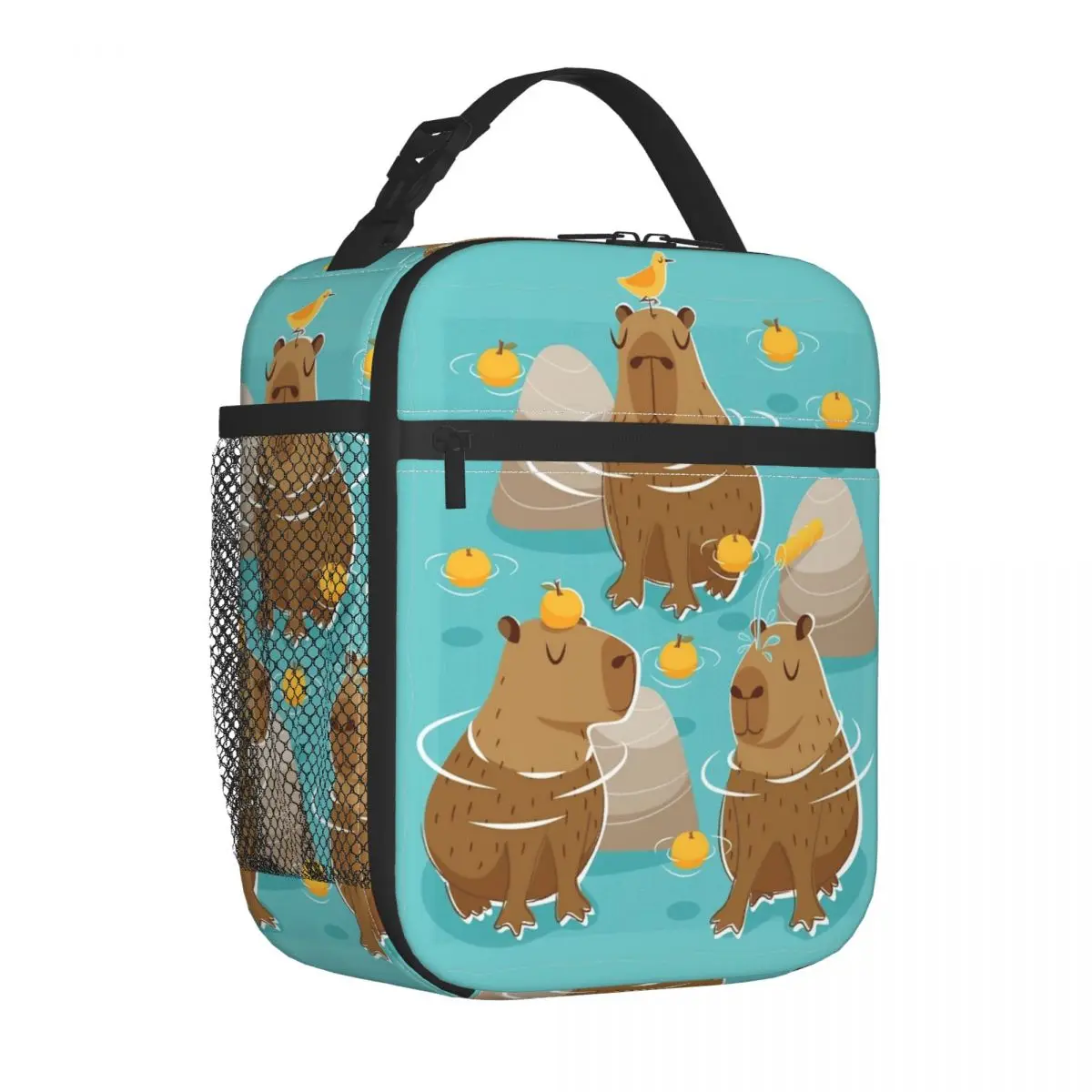 Chilling Capybara Cute Insulated Lunch Bag Thermal Meal Container Leakproof Tote Lunch Box Bento Pouch Office Picnic