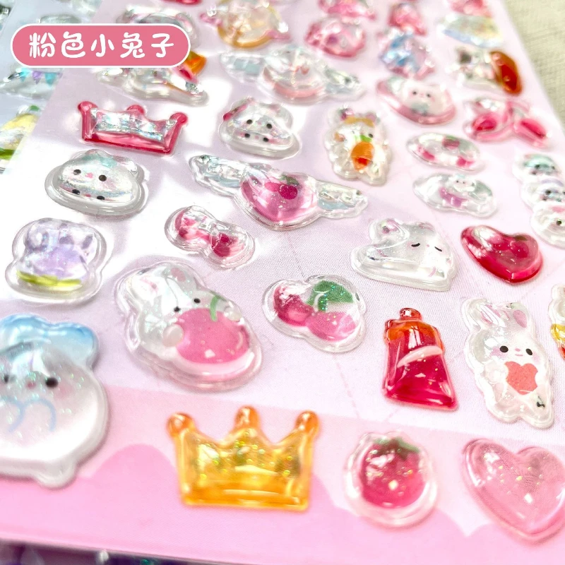 1Pc Kawaii Cartoon Jelly 3D Relief Sticker Cute Fun Kid DIY Crystal Stickers for Scrapbook Journal Planner Stationery Decoration