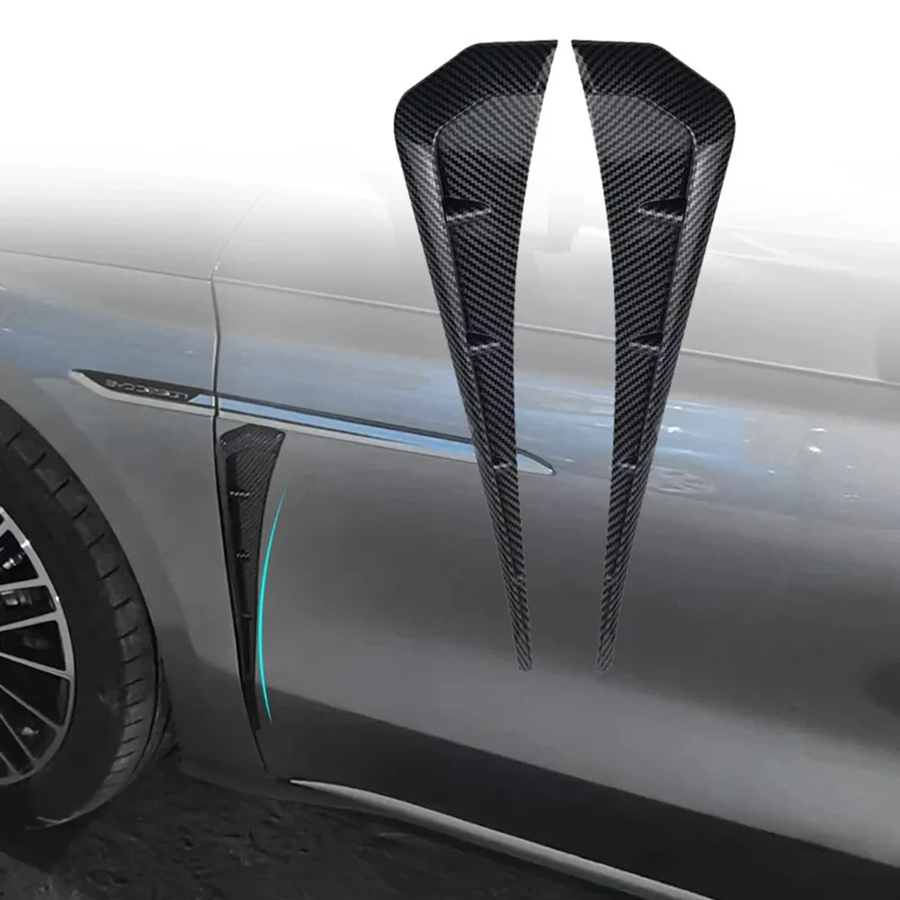 Car Side Fender Spoiler Vents Trim Made of ABS Plastic with Carbon Fiber Pattern for Cars Trucks SUVs Dual Function Design