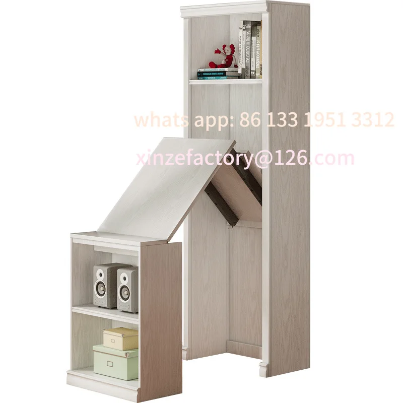 

Customizable folding desk corner bookcase integrated solid wood bookshelf household children's study table small apartment study