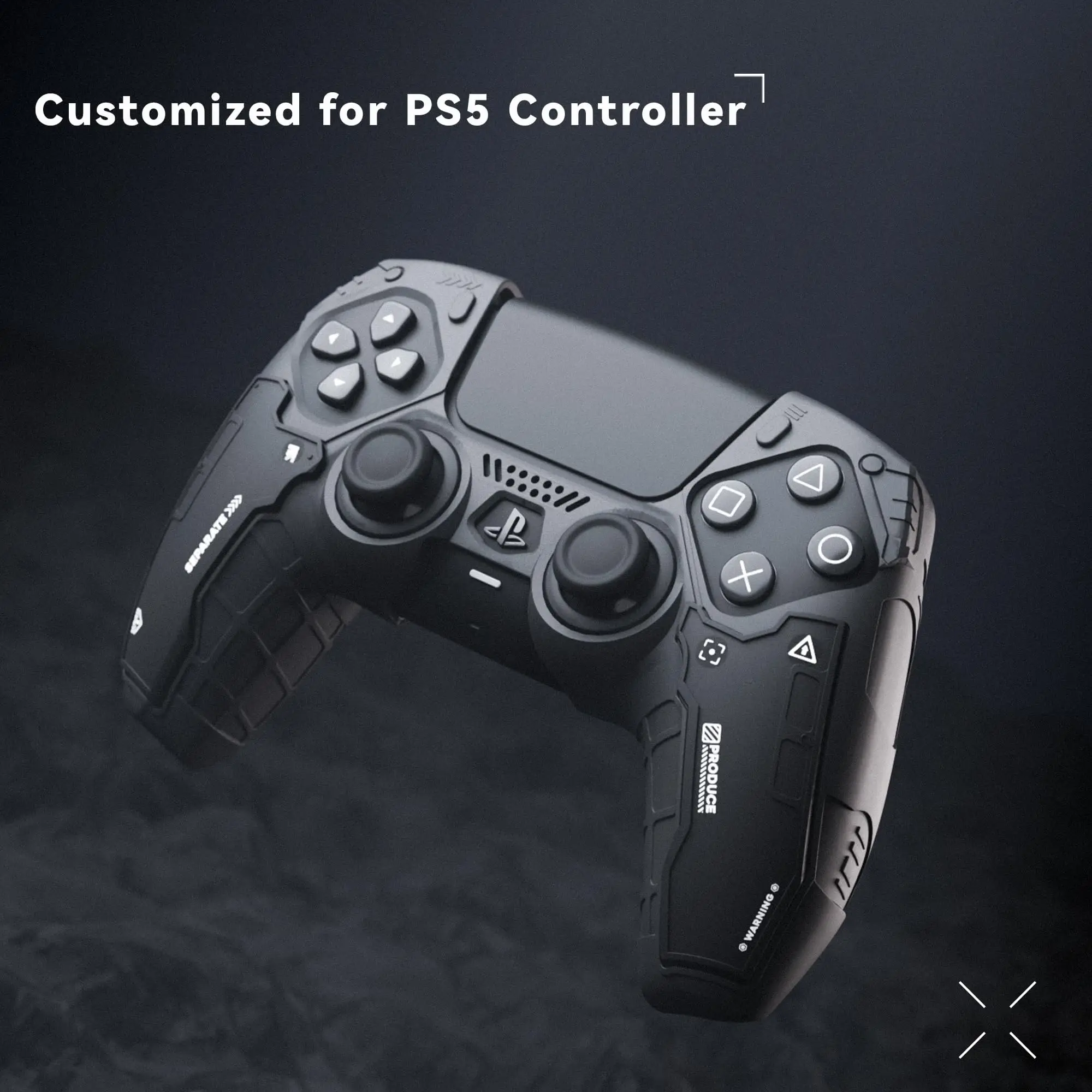 GeekShare Black Controller Skin Set for PS5 Wireless Controller,Protective Cover Skin with 2 Thumb Grip Caps and 2 Stickers