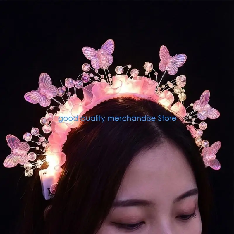 

Y5JD Lovely Glowing Hairband Butterfly Design Hairhoop for Girls Party Supply