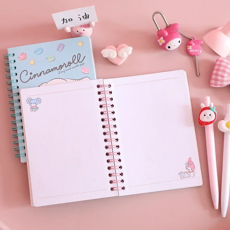 Kawaii Sanrios A6 Notebooks Cinnamonroll Kuromi My Melody Anime Notepads Cute Cartoon Weekly Planner Writing Paper Girls Gift