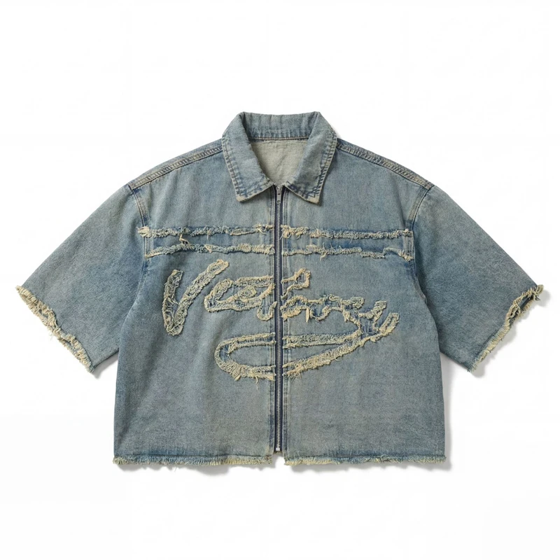 Spring Autumn Men's Denim Jackets Vintage Man Punk Streetwear Hip Hop Jeans Jackets Classic Men Short Sleeve Cow Boy Coats