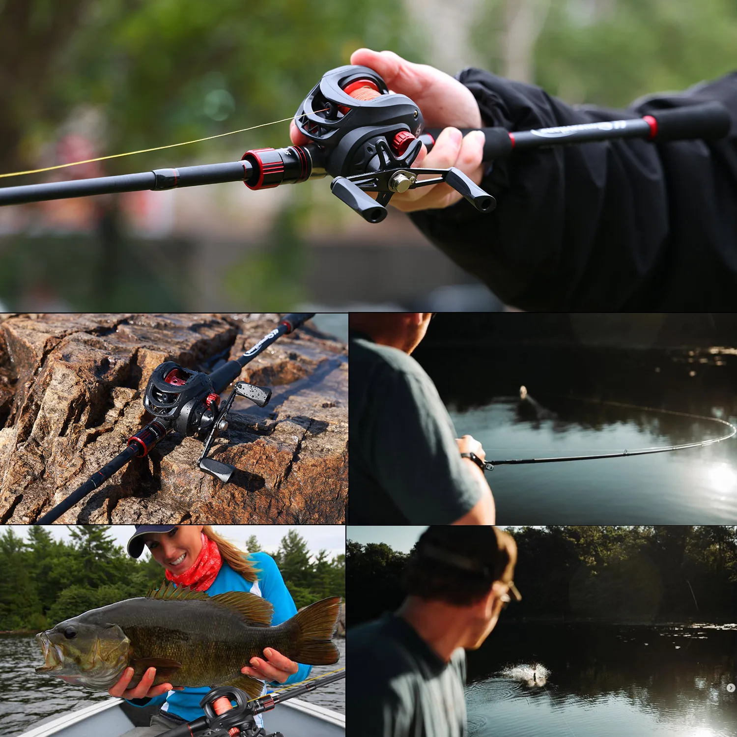 Sougayilang Fishing Combo 1.8-2.1m Carbon Fiber Rod  7.2:1 High Speed Reel with Diverse Lures for freshwater Saltwater Fishing