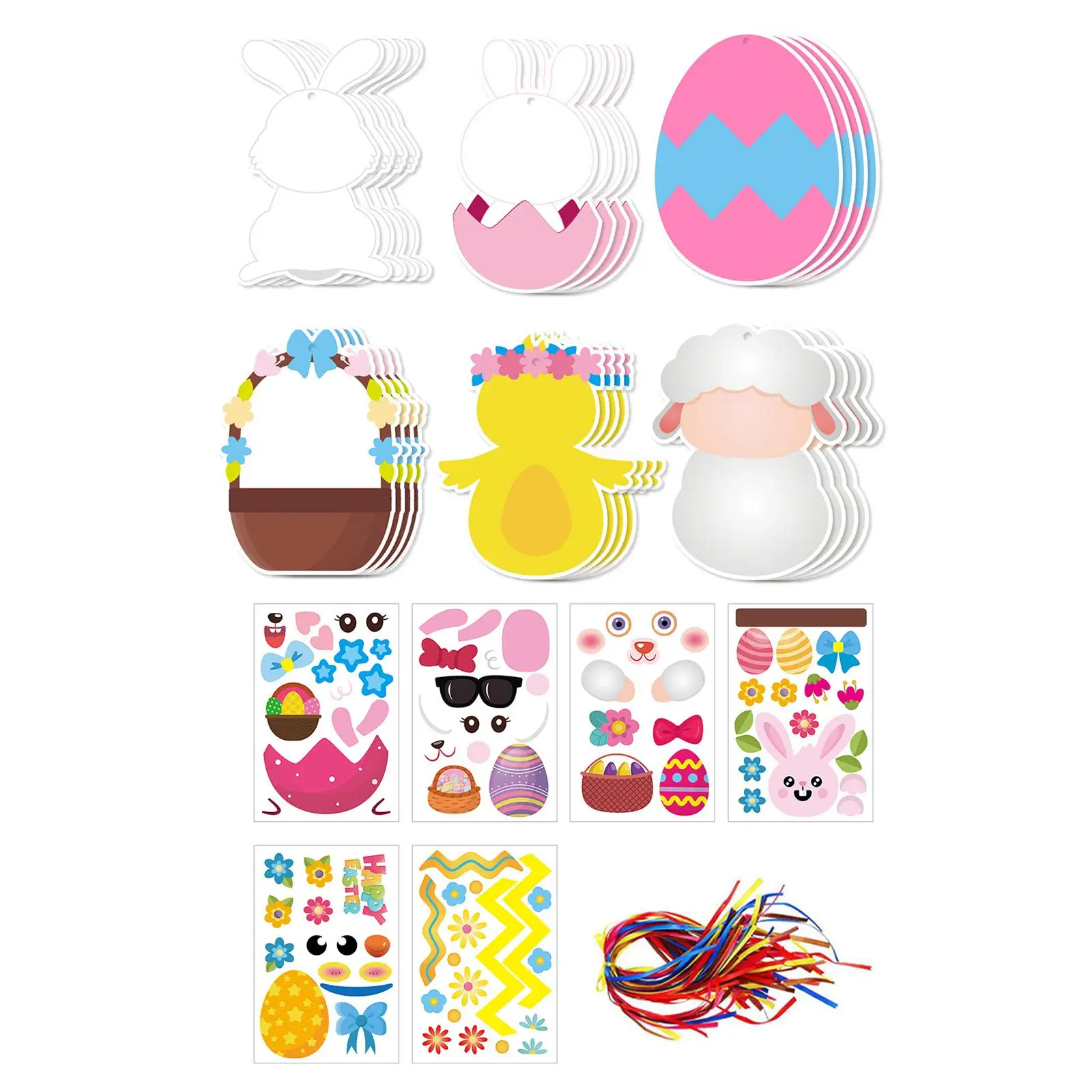 

Easter Stickers Set Cartoon Colorful Eggs Bunny Chick Sheep Easter Decoration for Classroom Kids Party Favors Easter Gifts