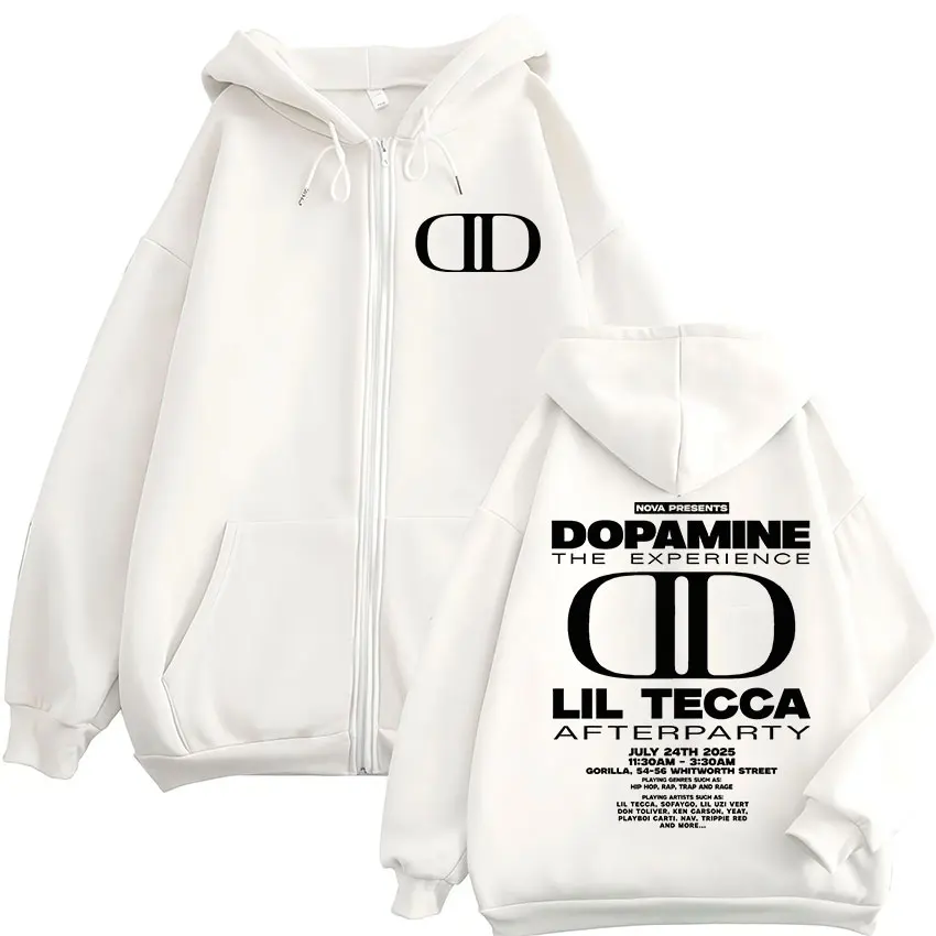 مغني الراب ليل تيكا Dopamne ألبوم الشعار 2025 سستة هودي الرجال خمر عالية الجودة زمم البلوز الهيب هوب المتضخم سترة هوديي #2