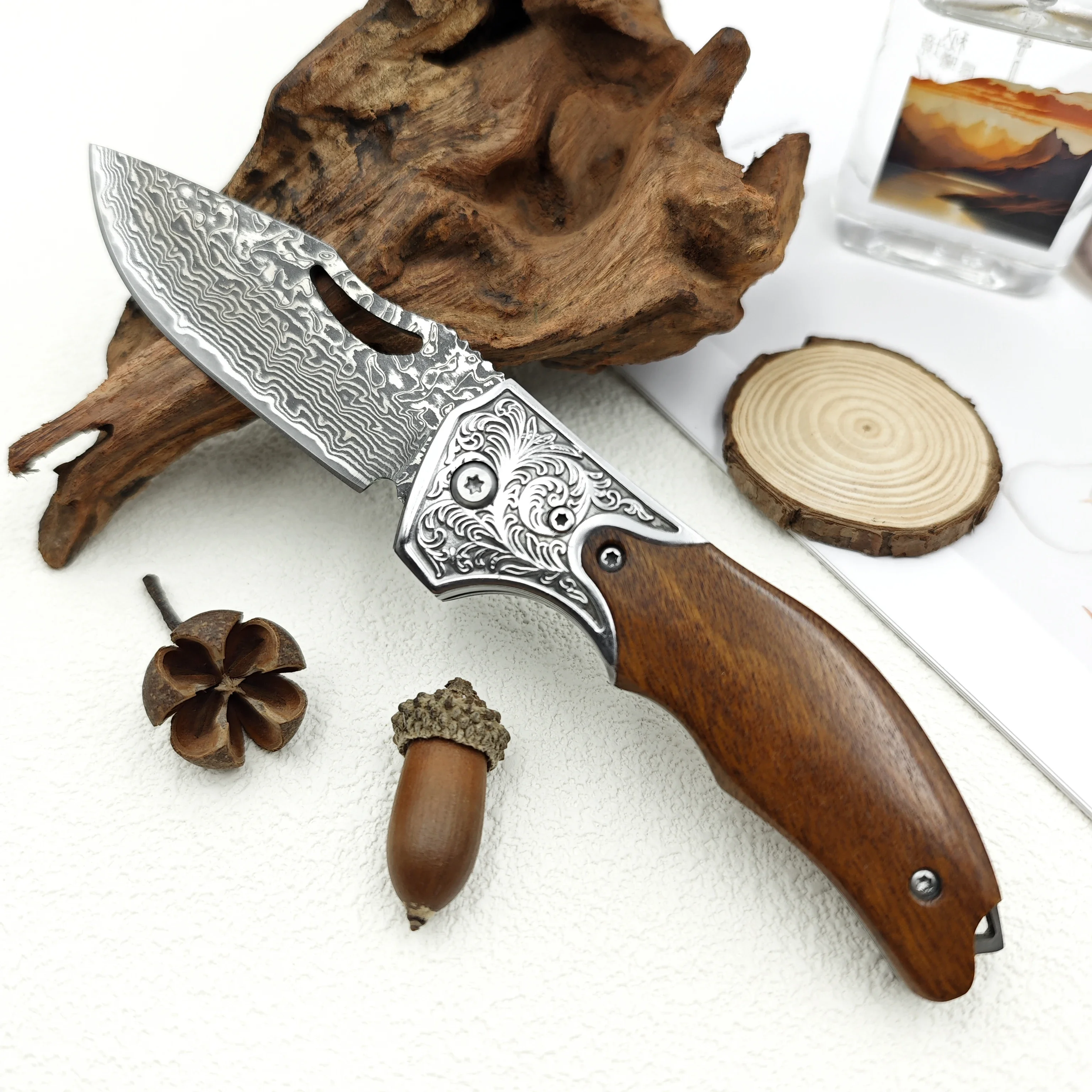 Damascus Blade Wood…