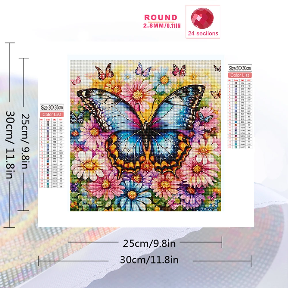 EverShine Full Square Round Diamond Painting Butterfly Animal Picture Rhinestones DIY Mosaic Flower Home Living Room Art Craft