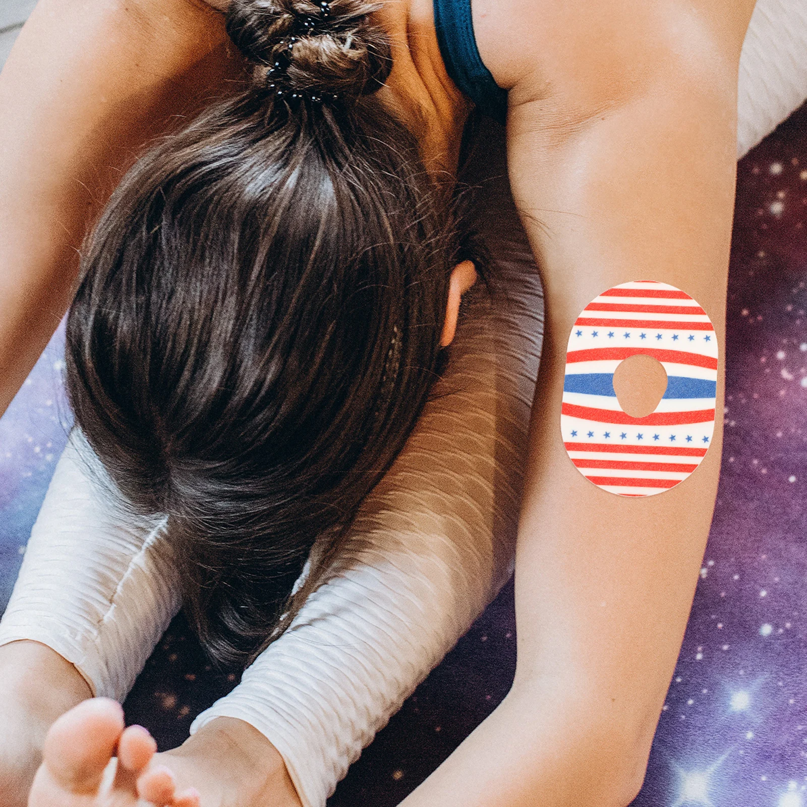 

6 Pcs Blood Glucose Monitor Patches Sweat-proof Adhesive Usa Flag Pattern Random Decorative Sports Massage Tools Accessories