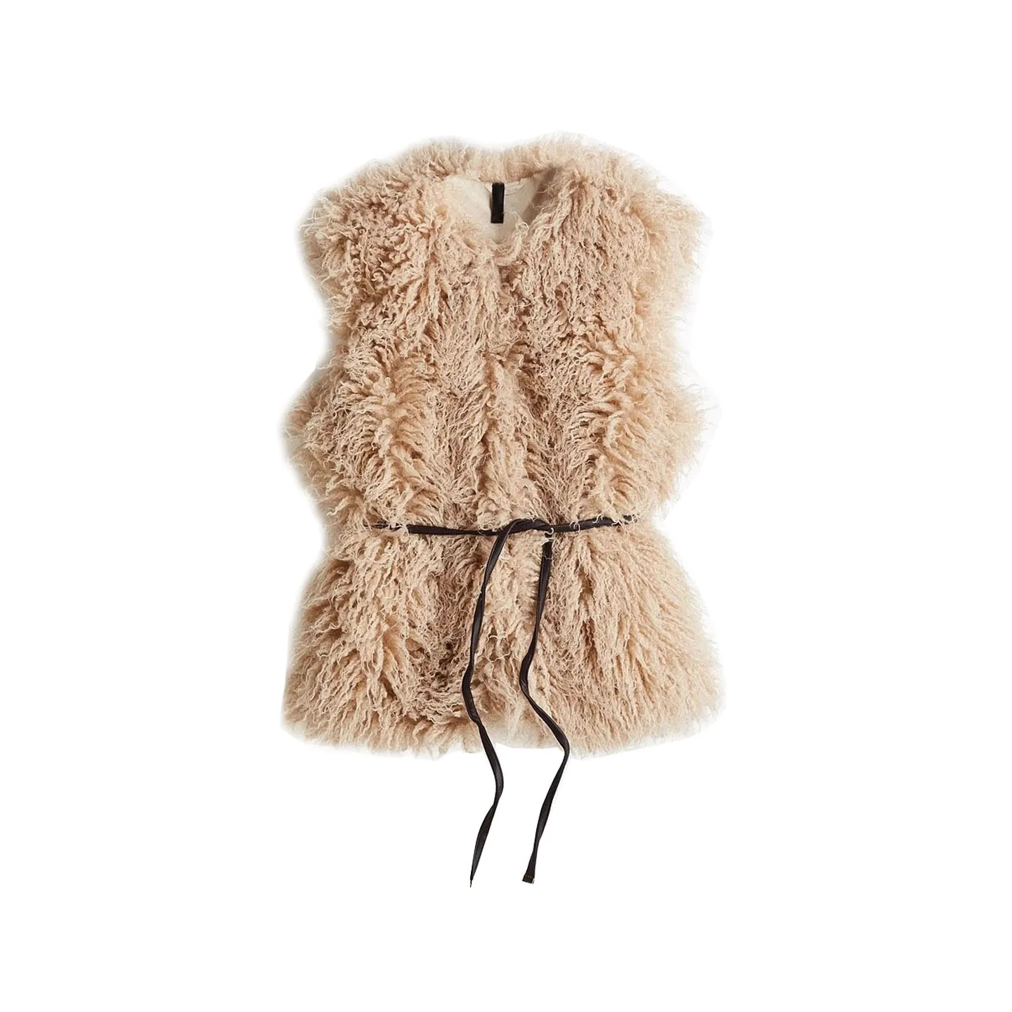   Gilet in pelliccia artificiale per donna Autunno 2025 Faionable Fluffy Sle Youth Colore puro V-ne Vita stretta
