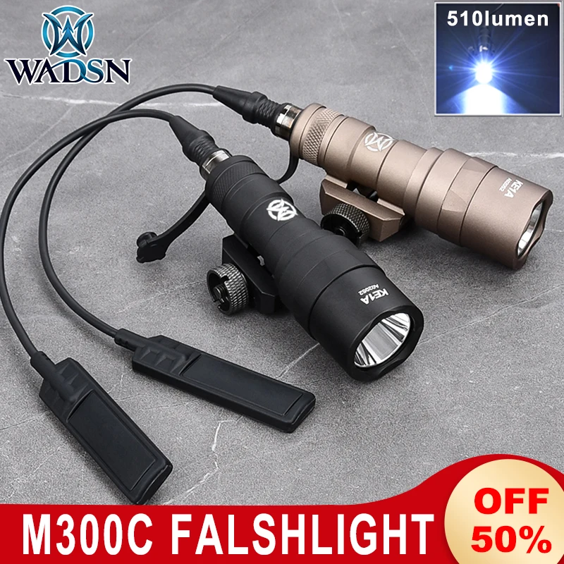 

WD M300 Tactical Scout Light M300C Flashlight Airsoft Rifle Hunting Weapon Scout Light Fit 20mm Rail Mlok Keymod ModButtonSwitch