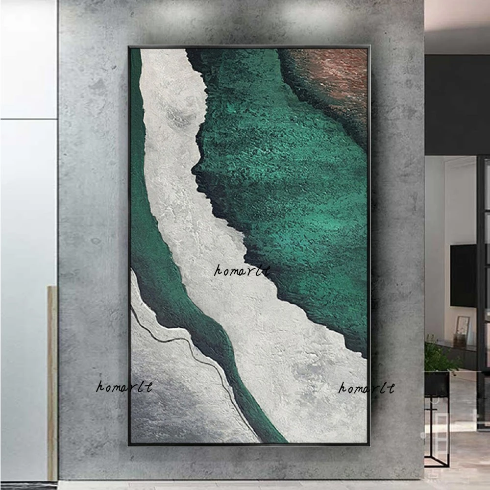 

Рождественский Декор, подарок для дома, настенное искусство, зеленые и белые картины ручной работы, картина маслом на холсте для гостиной, украшение спальни