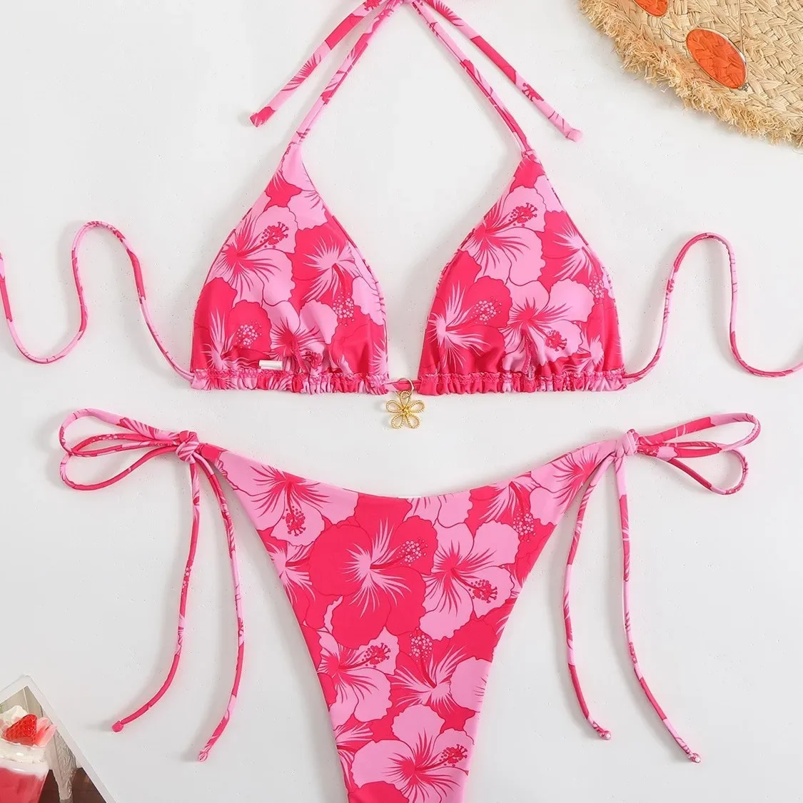 Neuer 2025, Bikini-Badeanzug für Damen, bedruckt, überkreuzter Ausschnitt, trägerlos, Independent Station, Marke, keine (AE-Lagerbestand), Herkunft China