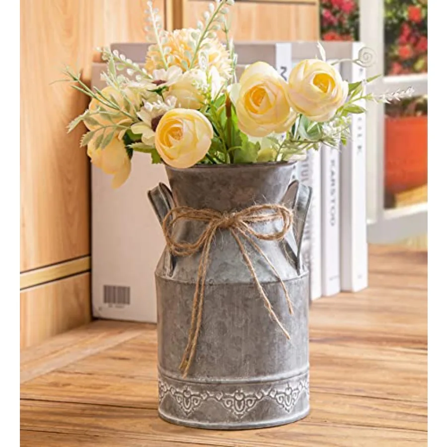 Vintage Galvanized Milk Can Flower Vase