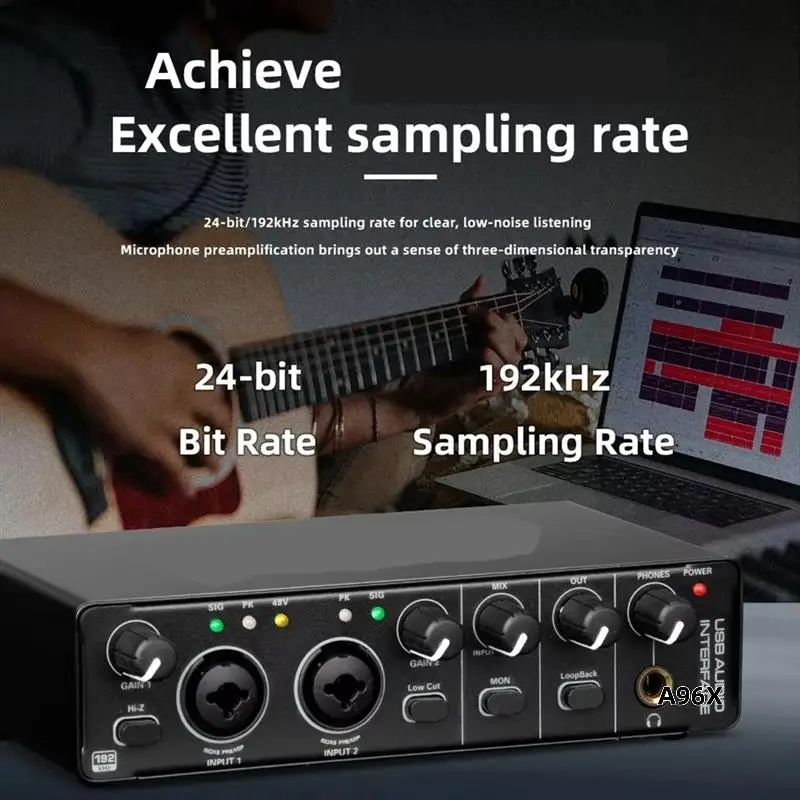 Recording Sound Card Real-Time Ear Monitoring AD Converter For Electric Guitar Microphone Studio Red