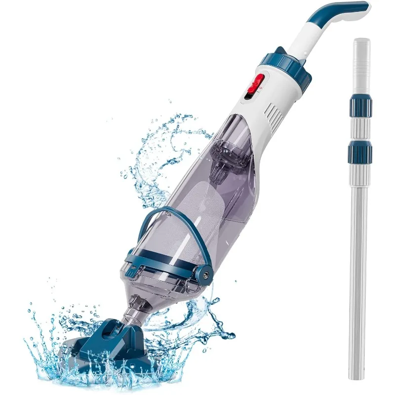 

Pool Vacuum for Above Ground Pool with a Telescopic Pole, Running time up to 1H, T403 Handheld Rechargeable Pool Cleaner with