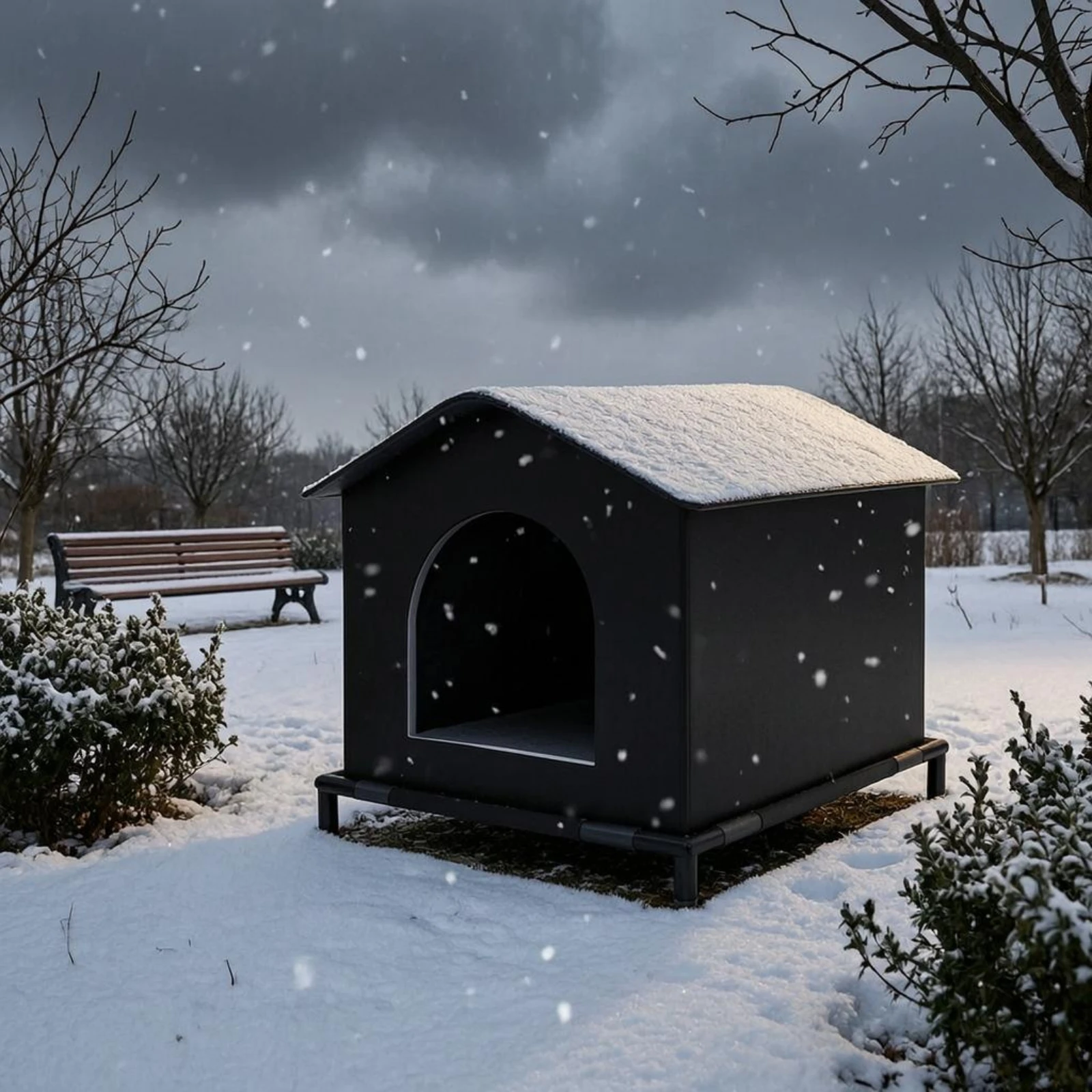 Outdoor Cat Shelter Cylindrical Frame Sloped Roof Cat House