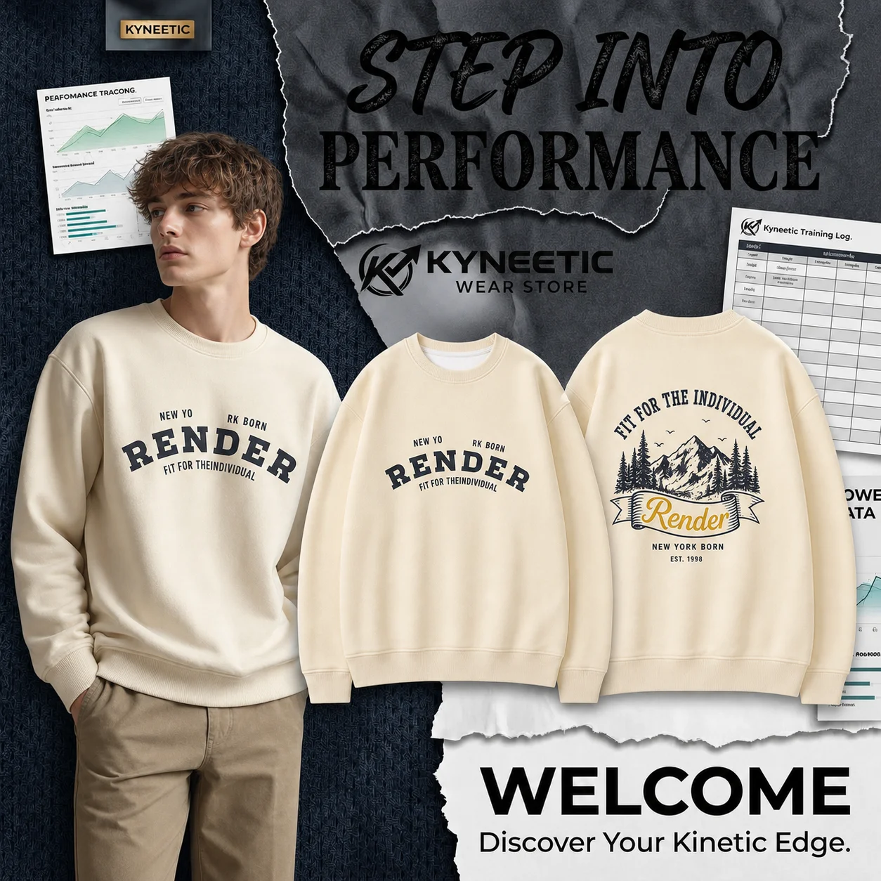 Vintage Mountain Forest Letter Print Parent-Child Long Sleeve Crewneck Sweatshirt Casual Christmas New Year Tops Streetwear