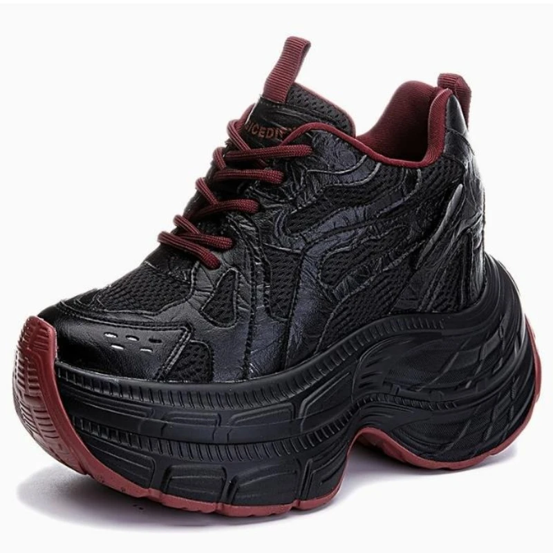 

Новые женские ботинки-лоферы на платформе из натуральной воловьей кожи, 12 см, на пружинной подошве, для весны и осени, с массивным каблуком, от известного бренда