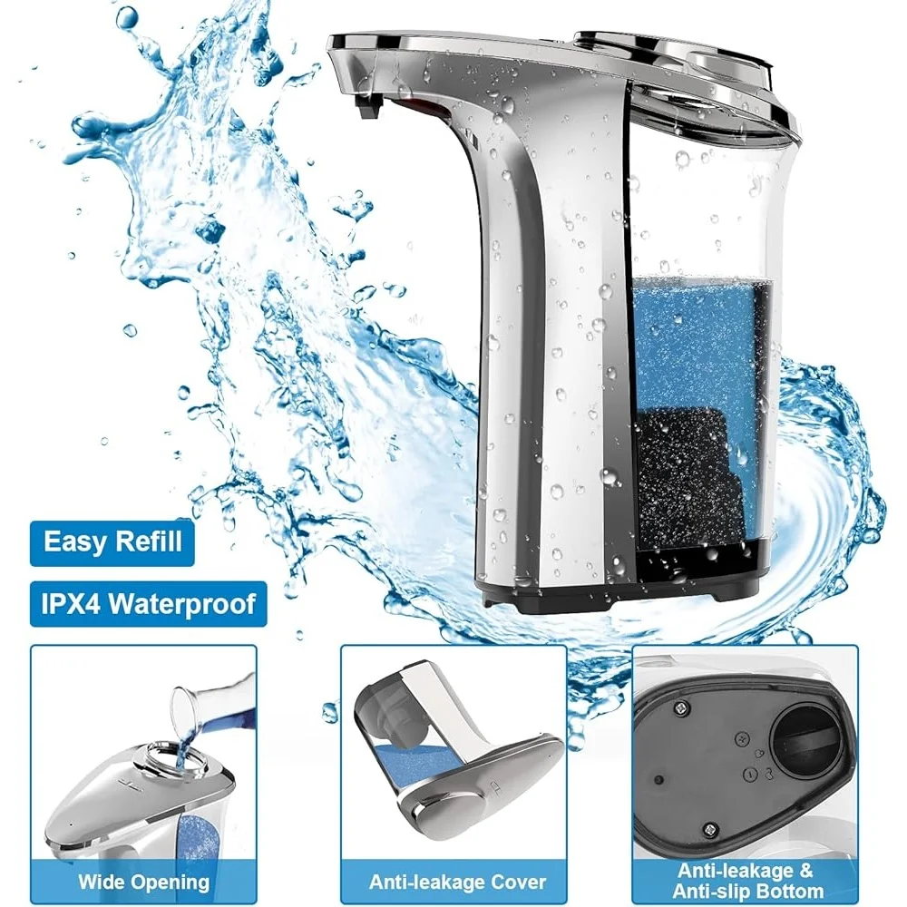 Touchless Automatic Soap Dispenser Infrared Sensor 17oz Adjustable Liquid Output Waterproof Leak-proof Kitchen Bathroom Home