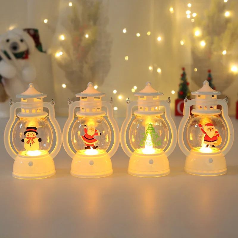 Vintage Christmas Lantern, LED Retro Hanging Warm White Snowman Santa Decorative Portable for Home Party Holiday Decor Gift